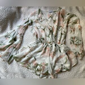 White Floral Romper. Size Small.